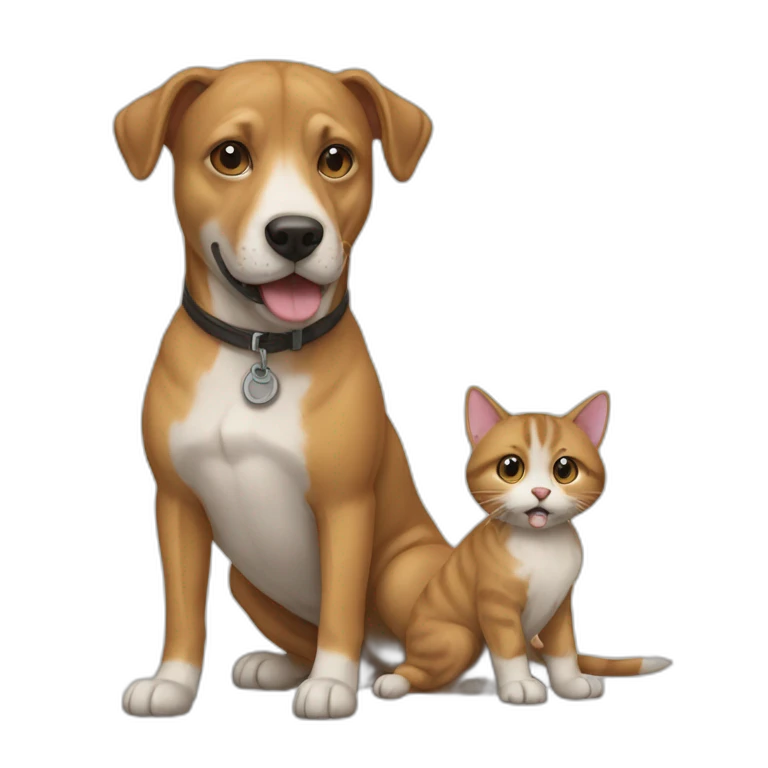 Chien avec chat emoji