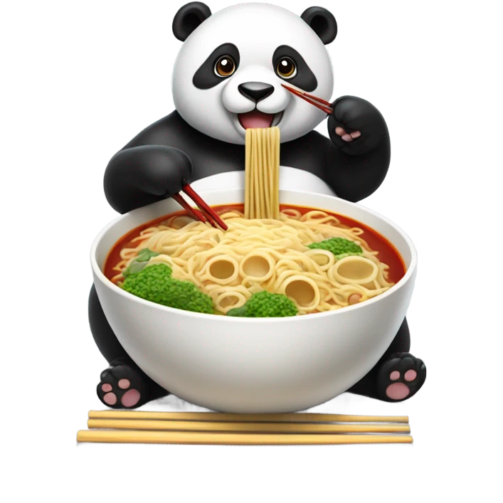 Panda eating ramen emoji