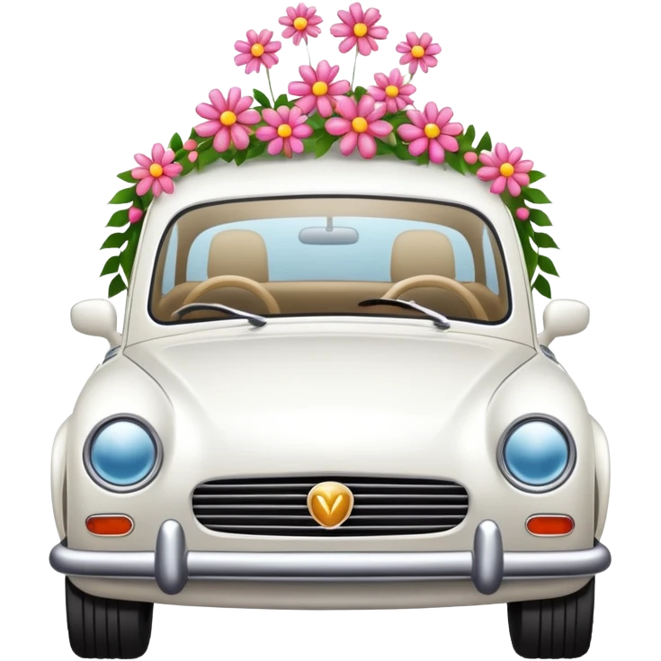 luxury car with wedding decorations emoji