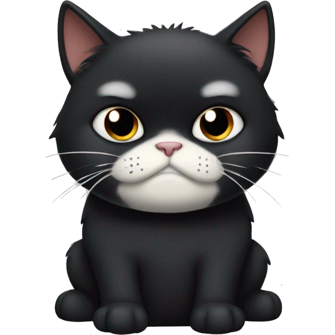 Grumpy Black cat with white chin emoji