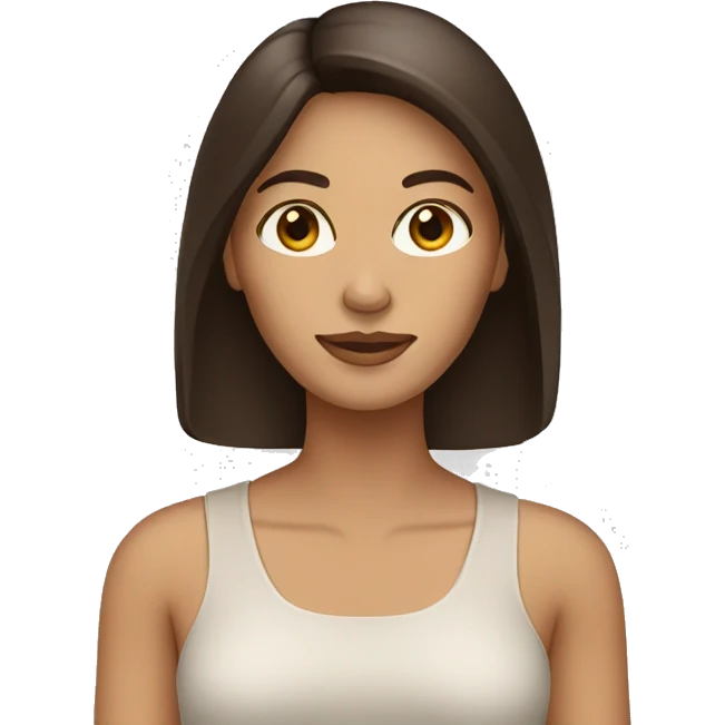 tan woman with long straight dark brown hair and brown eyes emoji