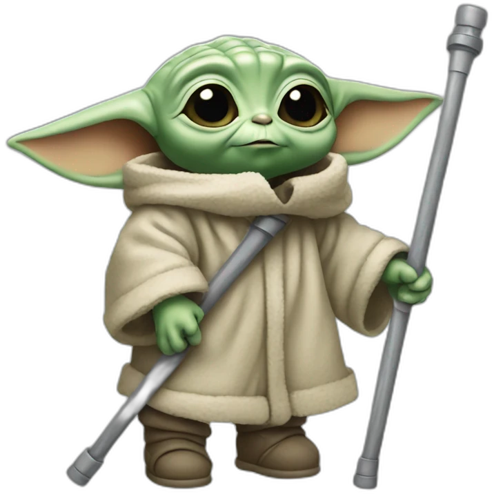 Baby Yoda with crutches emoji