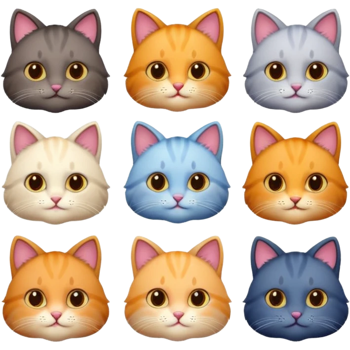 6 realistic looking cats with different pretty natural coloured coats
 emoji