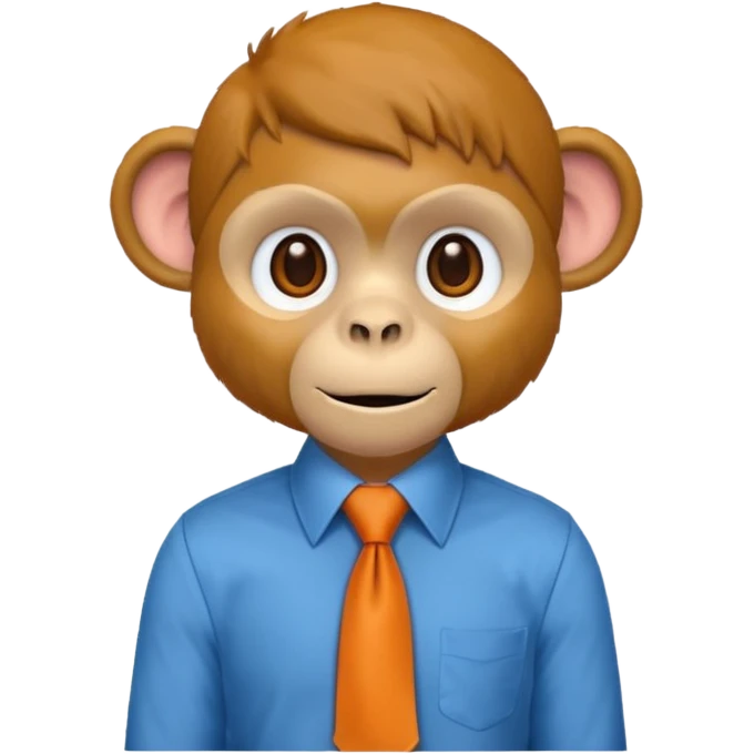 orange monkey with blue shirt,brown tie emoji