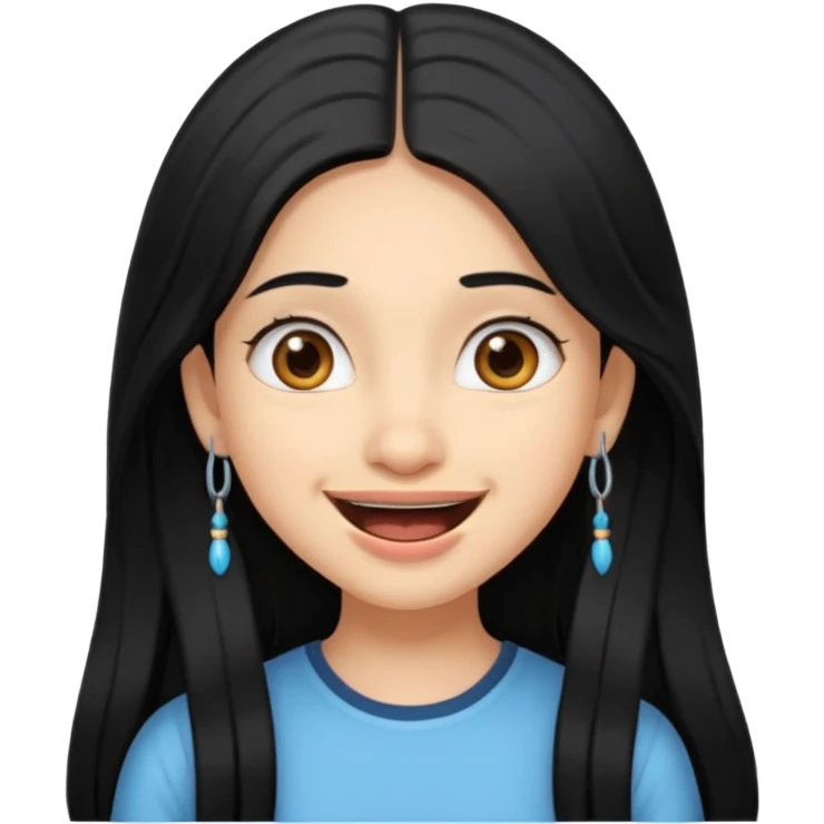 pretty Indian girl with long hair and braces, surprised emoji