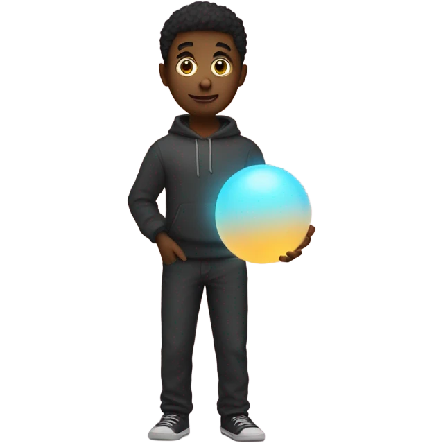 Someone holding a glowing ball in front of them looking at it emoji