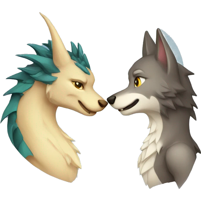 dragon and wolf love emoji