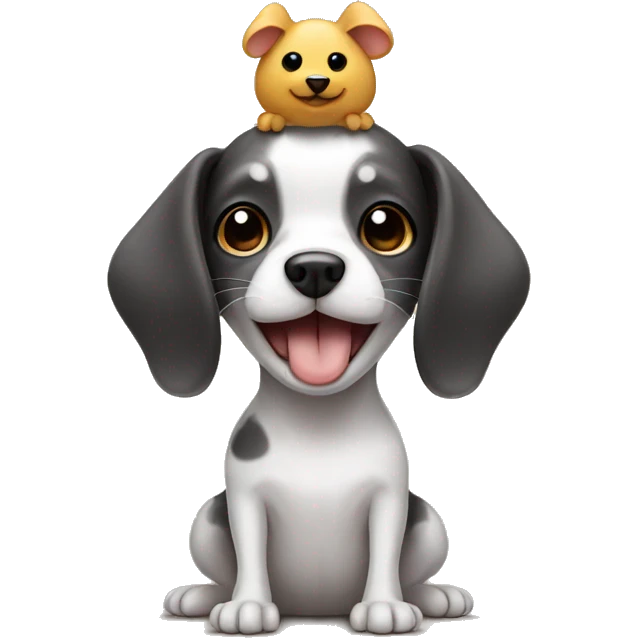 Small dog With a rat on head.  emoji