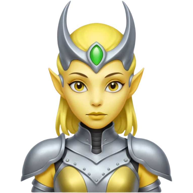  lady alien with yellow skin, Half body. emoji