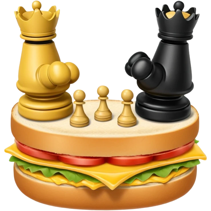 Chess pieces boxing on an egg sandwich emoji