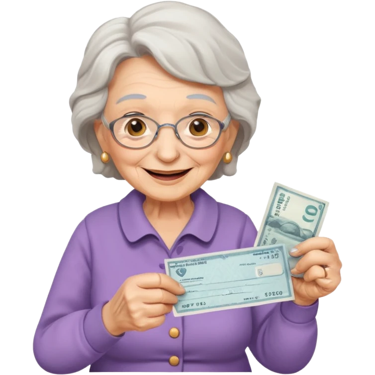 сгенерируй пожилая женщина получает пенсию emoji