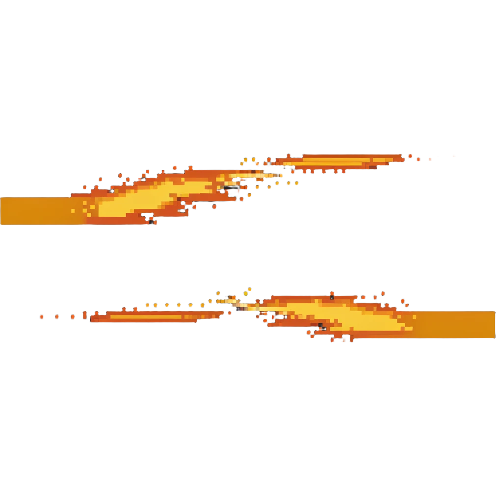 horizontal line of fire, extending left and right, orange and yellow emoji