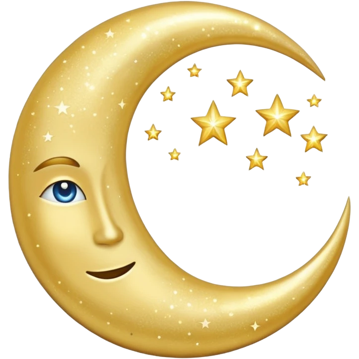 Glitter cian moon emoji
