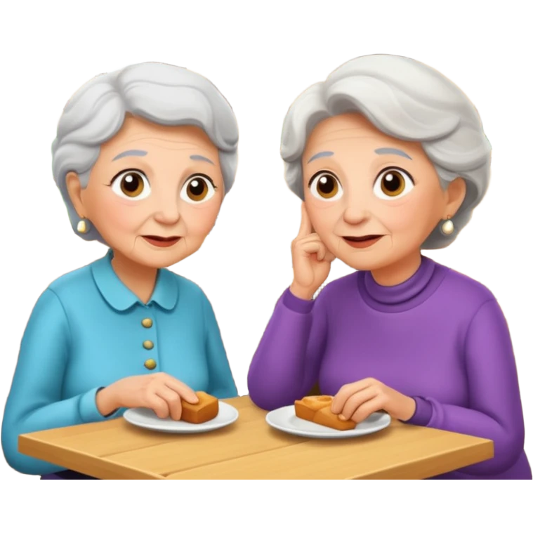 conversación dentro de un restaurant  dos personas y una de las persoans sea una abuela emoji