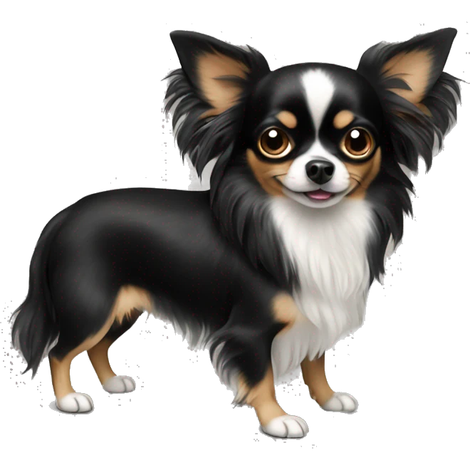 Black long haired chihuahua dog emoji