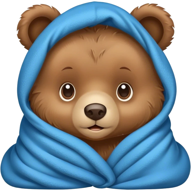 Baby bear in blue blanket emoji