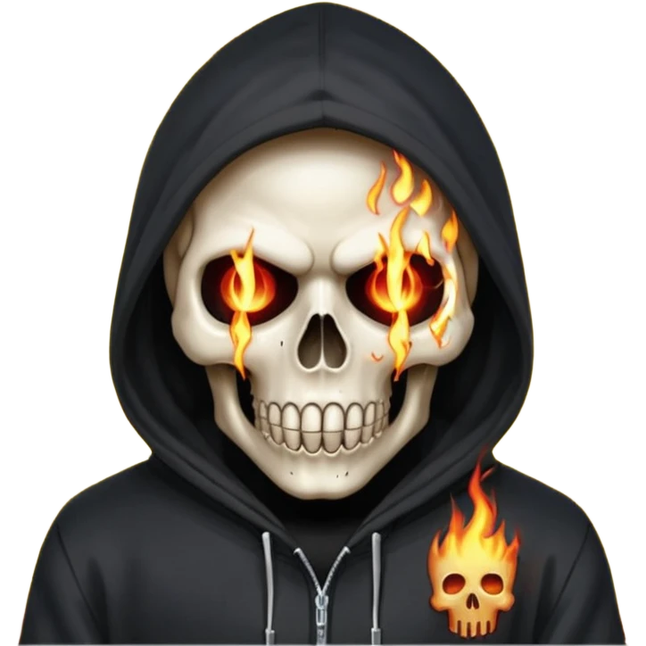 Bro I wanna skull with hoodie on the hoodie has to be on fire and I want matrix blood with the codes and weird numbers spilling out eyes and mouth almost give him a diamond grill in his mouth make it shinny where is the matrix symbols  but trix across his forehead in matrix symbols emoji