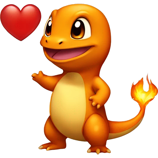 charmander con un corazon emoji