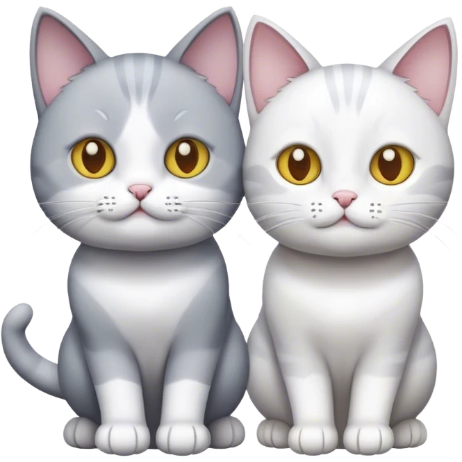 A grey and a white cat emoji