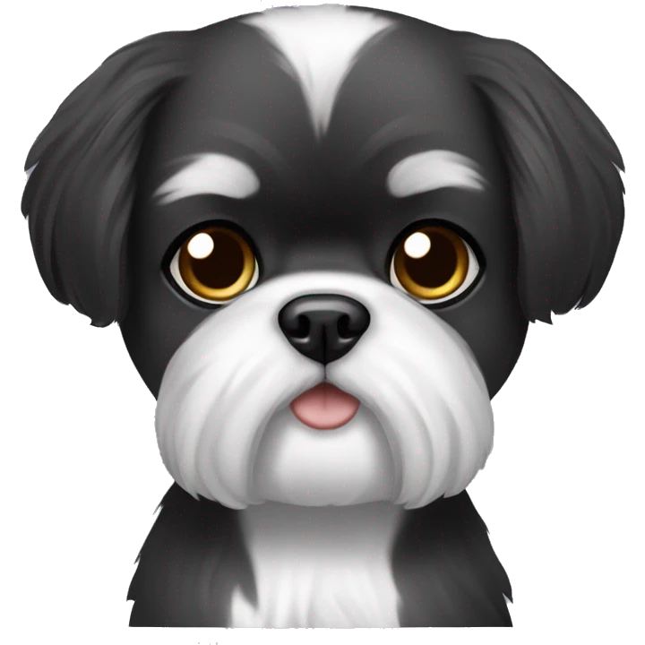 My dog is a Shih Tzu with black and white fur, a round face, and cute eyes. Can you make an emoji that looks like her? emoji