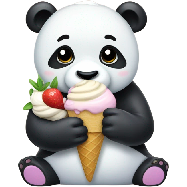 Panda eating ice cream emoji