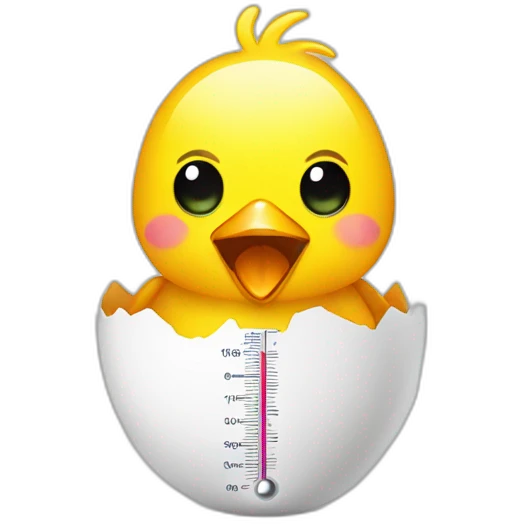 hatching chick emoji with thermometer on mouth emoji
