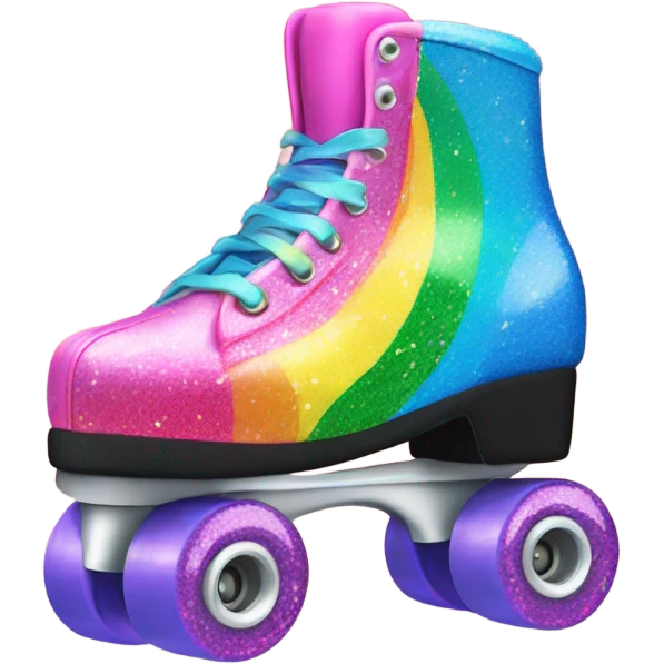 Glittery roller skate with blue pink and green rainbow stripe on the heel emoji