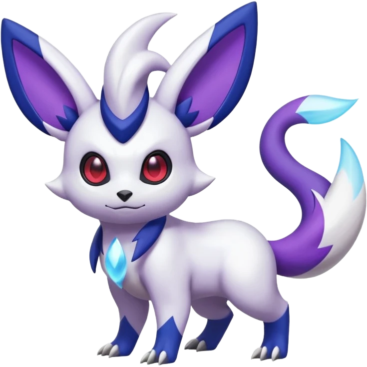Shiny White with Violet and Indigo markings and nebula markings Absol-Minccino-Zangoose-Pokémon-Fakémon-fusion-hybrid-creature emoji
