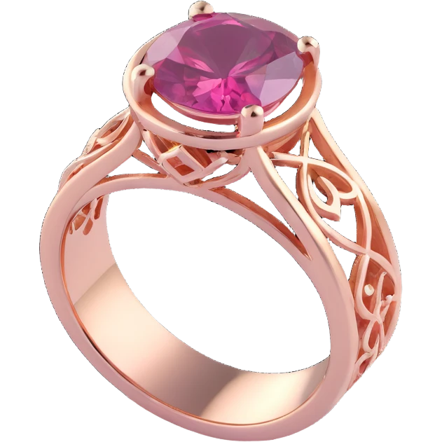realistic 3D gothic ring with pink gemstone, minimal and elegant emoji
