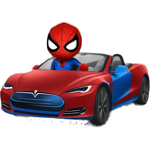 Spider-man driving Tesla models emoji