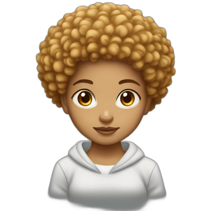 Light skin girl orangeafro squat emoji