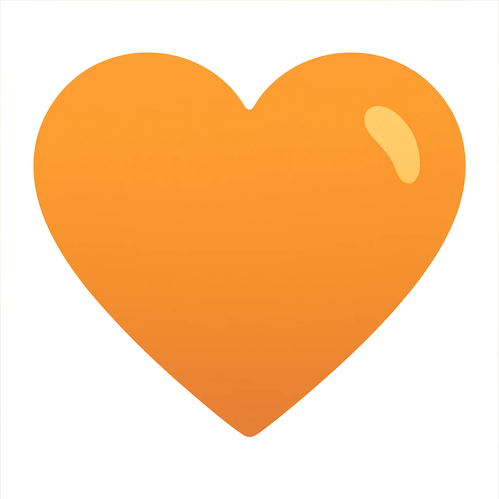 dark orange heart, glossy emoji