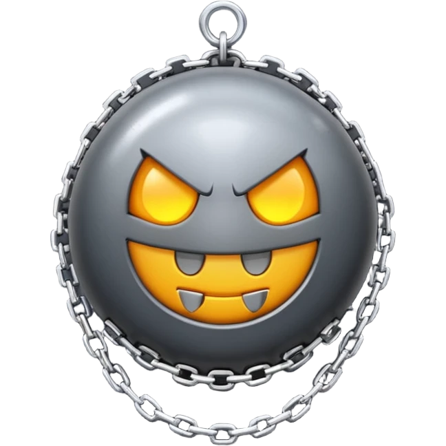 iPhone text message emoji size ball, and chain with spikes emoji