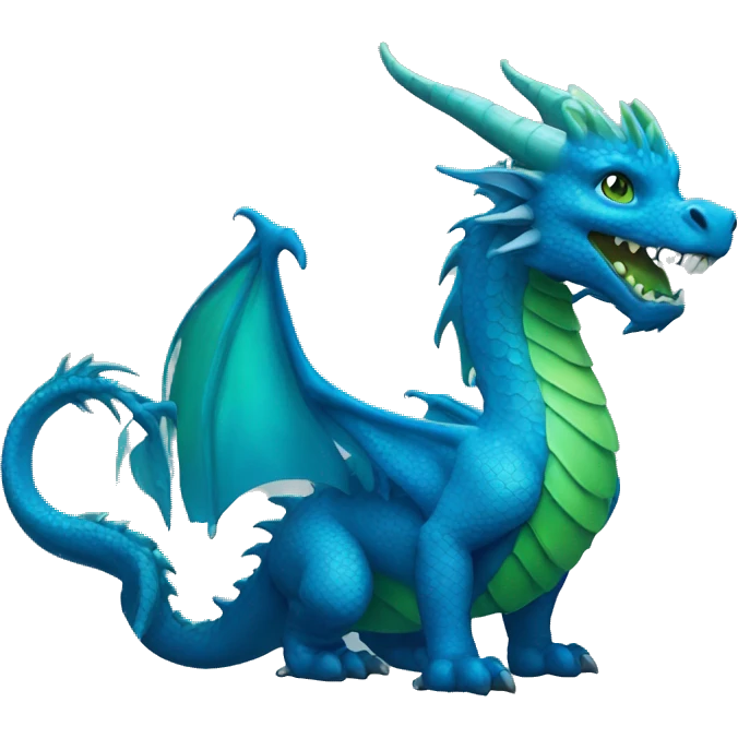 blue dragon with green belly and blue horns emoji