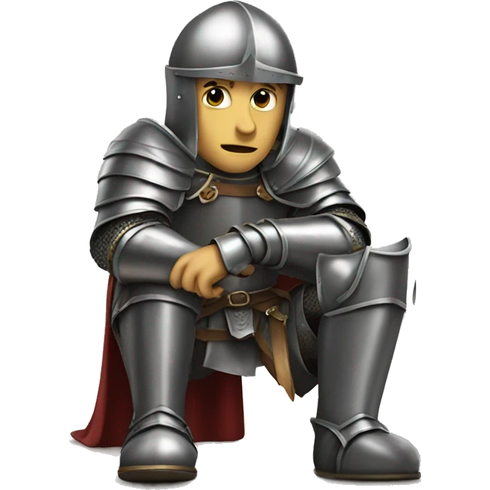 knight crouching on one knee with his head down emoji