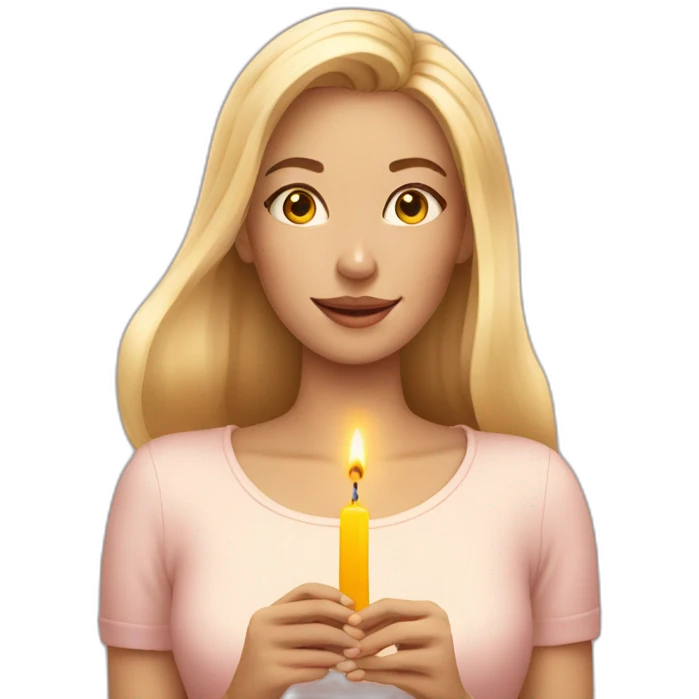 woman blonde lighting 2 candles emoji
