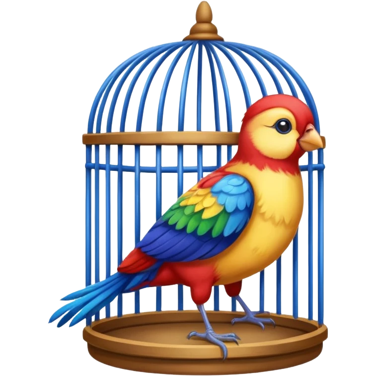 colored bird in cage emoji