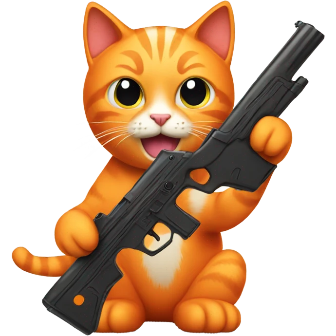 Orange cat with a gun emoji
