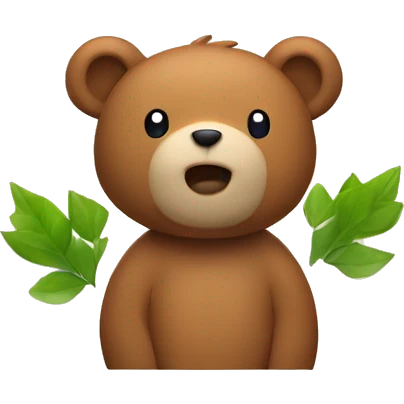 Default bear with apple leaves emoji