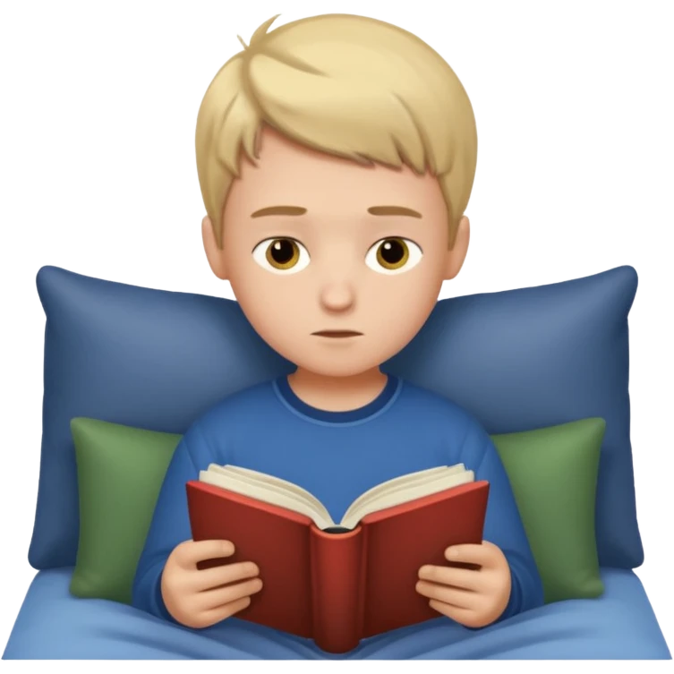 A boy morning in the reading  emoji