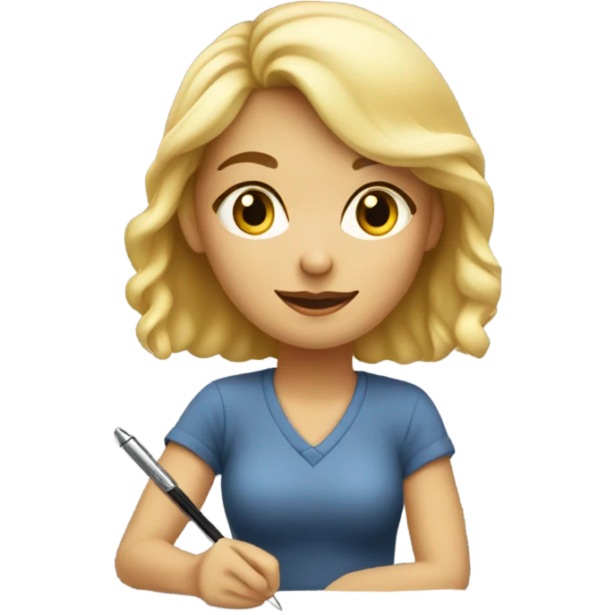 blonde girl writing a postcard emoji