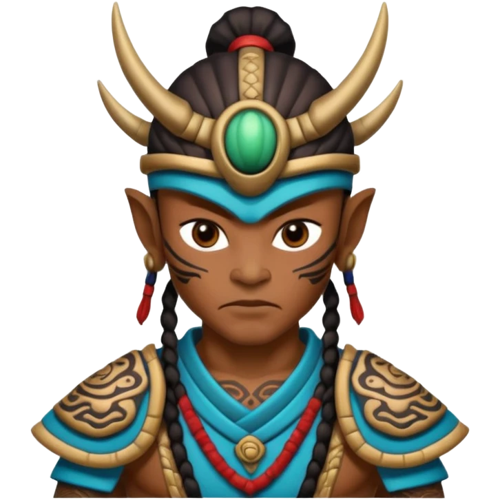 alien mayan ancient samurai with tatooed emoji