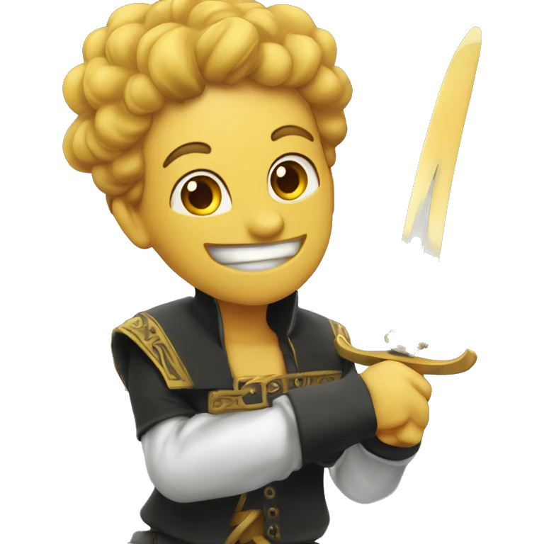Tatu segurando uma espada, escrito com letras grandes: "Sai Tatu!" emoji
