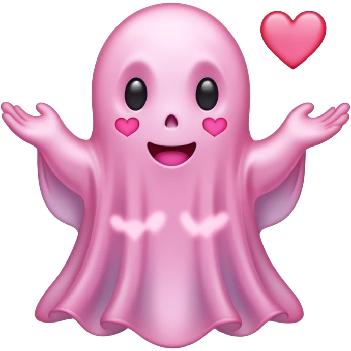 cutesy pastel pink ghost with hearts emoji