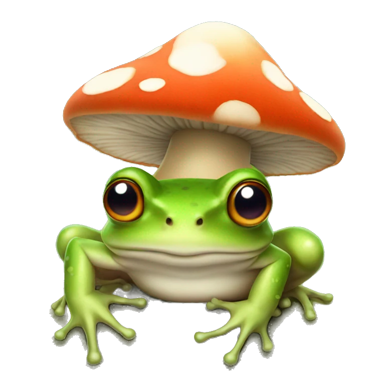 frog wearing a mushroom hat emoji