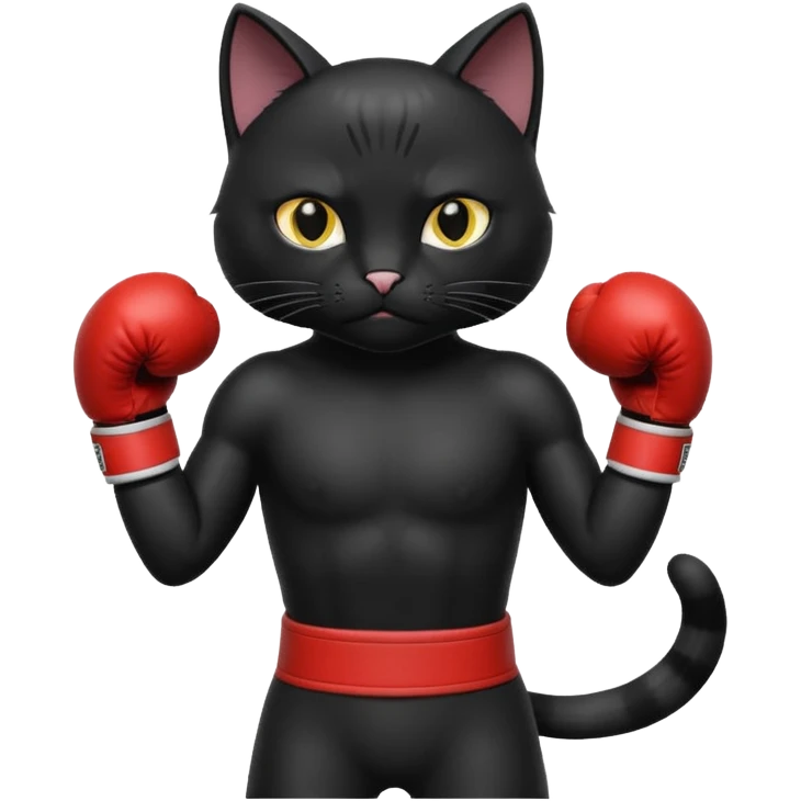 Black cat with boxing gloves emoji
