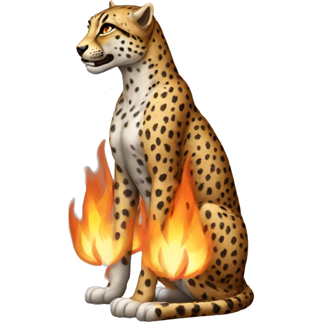 side view gepard with fire emoji