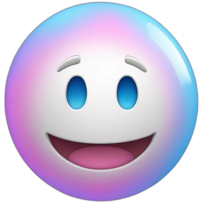 White and blue orb with pink highlights emoji