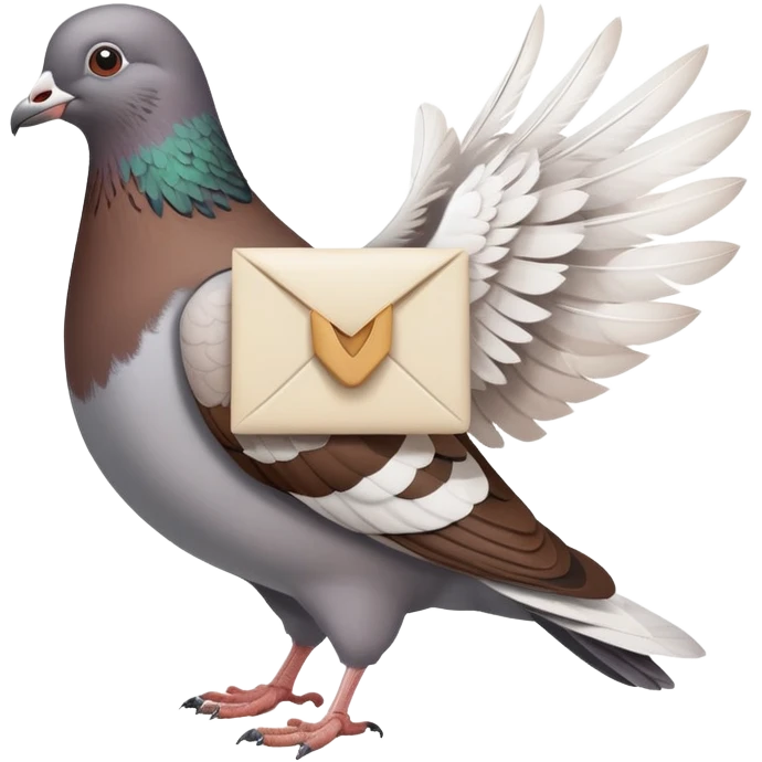 Pigeon sending a mail emoji