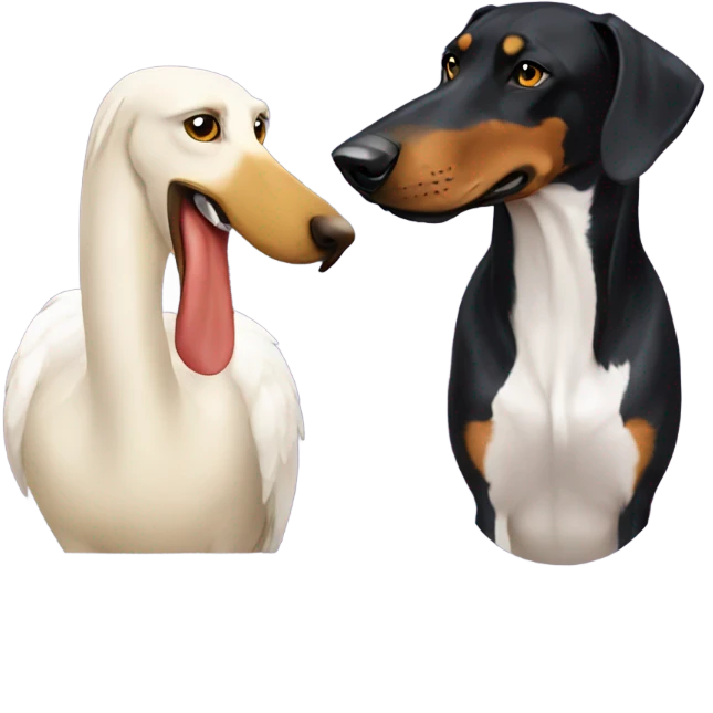 swan and doberman yellow with red emoji